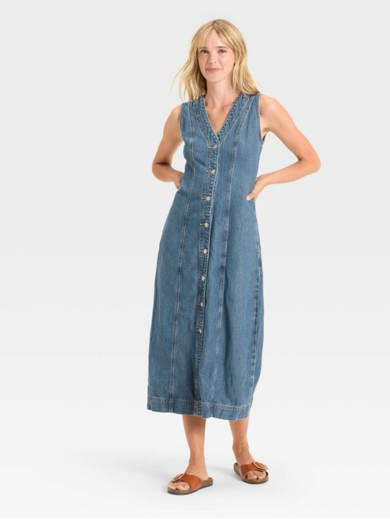 Universal Thread Dresses & Skirts - NWT Universal Thread Denim Button Down Ankle Midi Dress Blue size 6